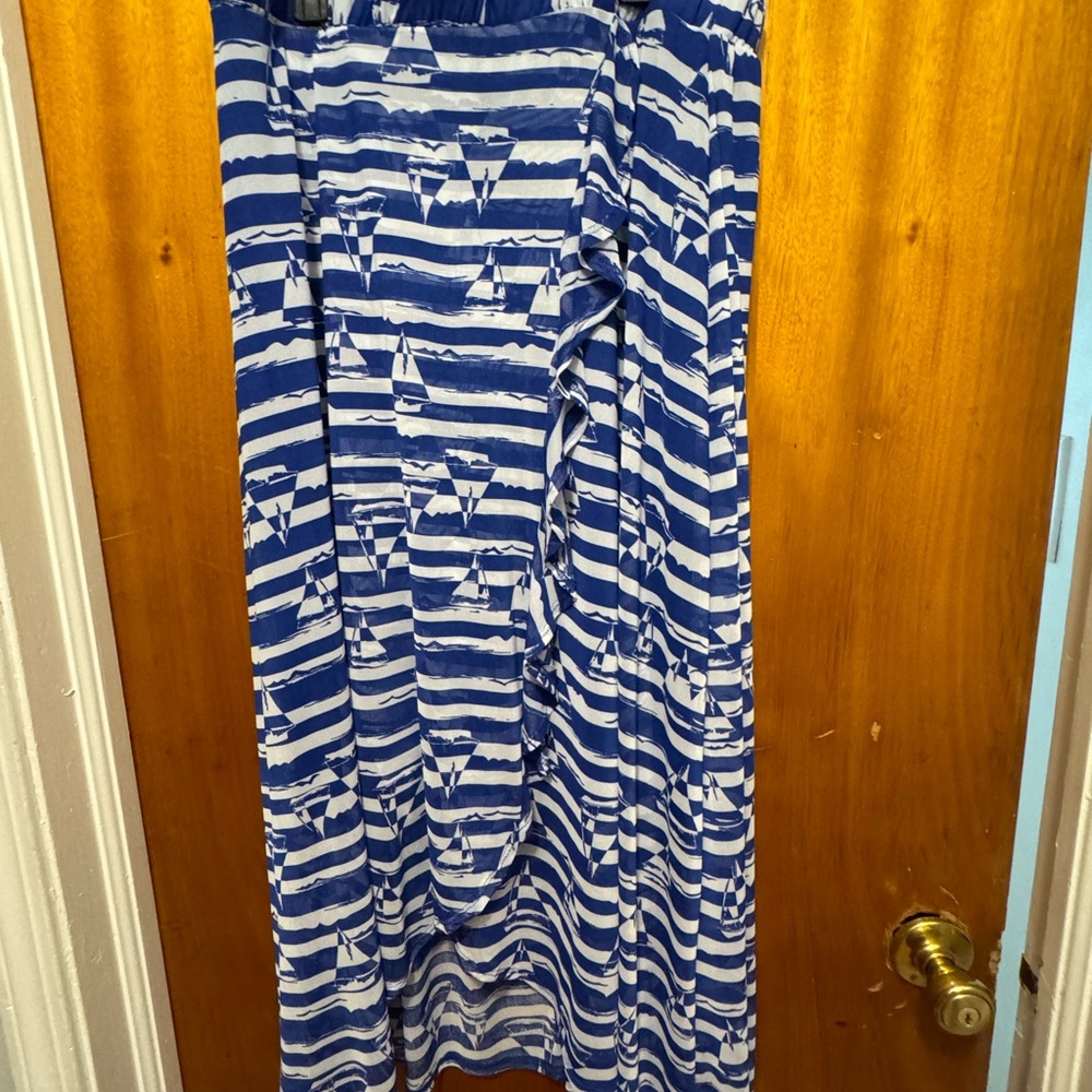 Blue and White Striped Maxi Skirt